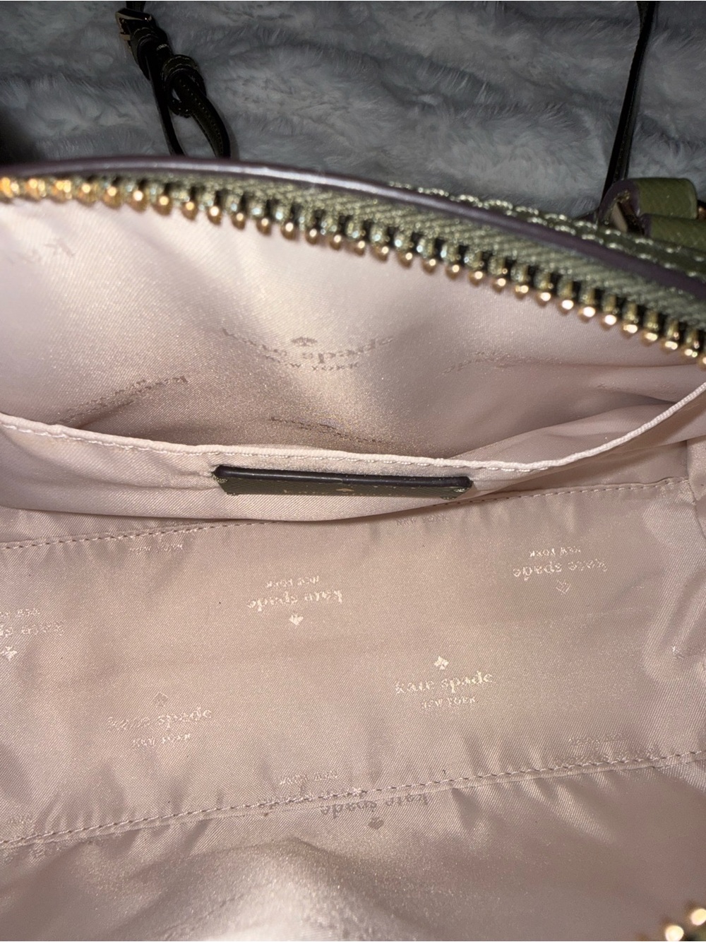 kate spade olive green crossbody satchel with gold hardware - Picture 7 of 7